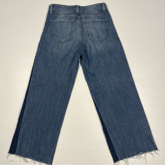 Flying Monkey Two-Tone Blue Flare Raw Hem Button Fly Jeans Sz25 - Picture 2 of 9